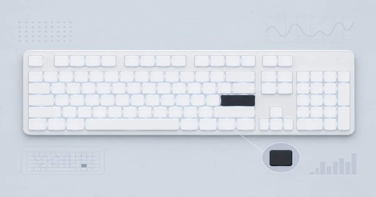 Keyboard test map with missing keys highlighted for dead-key diagnosis